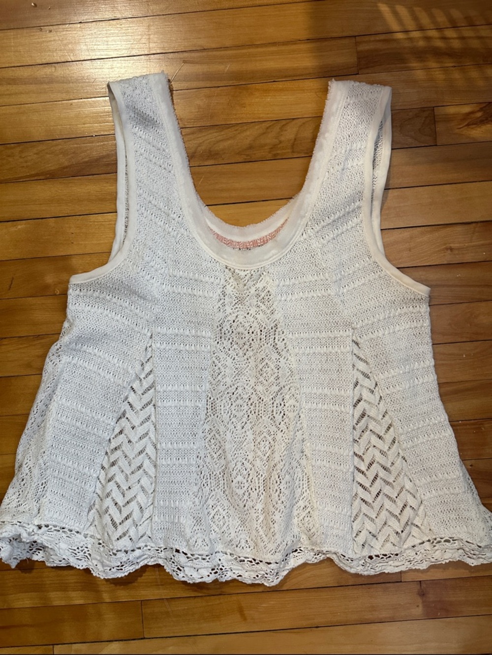 Free People Women's White Crochet Knit Tank Top